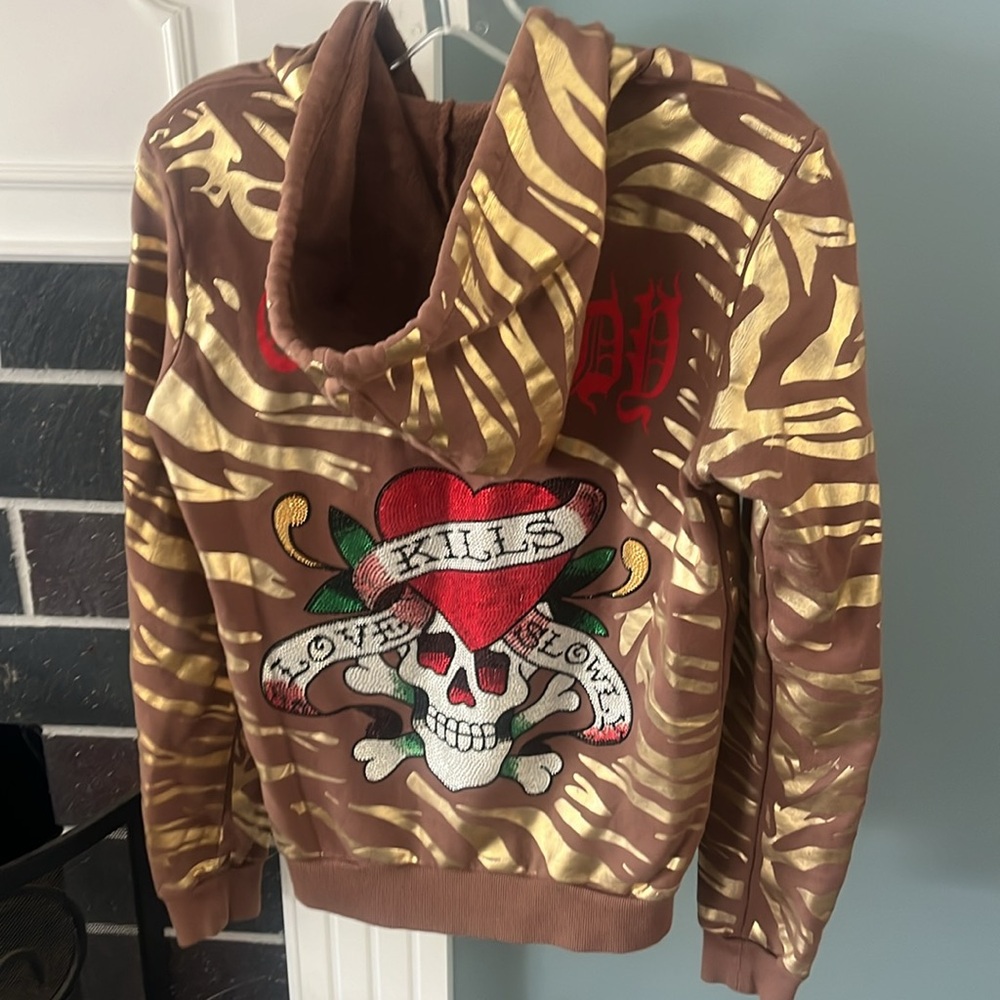Vintage HTF ED HARDY Love Kills Slowly Zip up hoodie